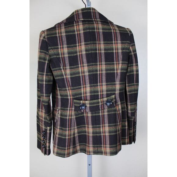 Michael Kors Wool Coat Womens Small Brown Plaid Y2K Academia Preppy Fall - Picture 2 of 9